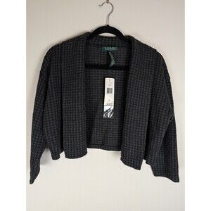 Lauren Ralph Lauren Womens Bolero Lambswool Blend Sweater Top Gray Black Size M